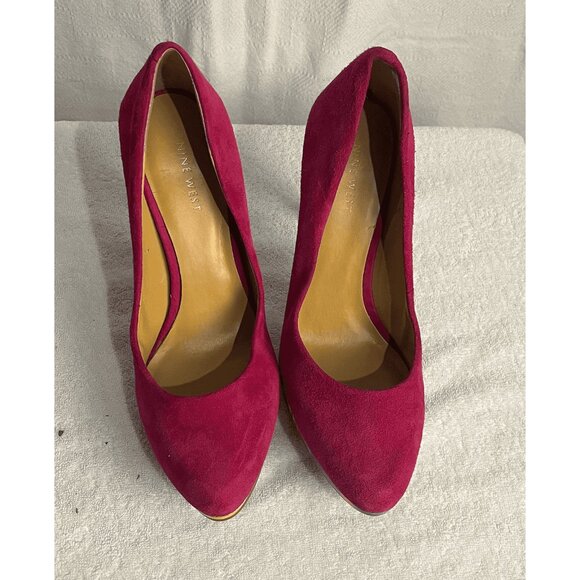 Nine West Women's Rocha Pink Suede Striped Heels - Picture 1 of 10